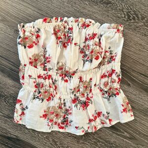 & Other Stories Elasticated Embroidered Bustier Top